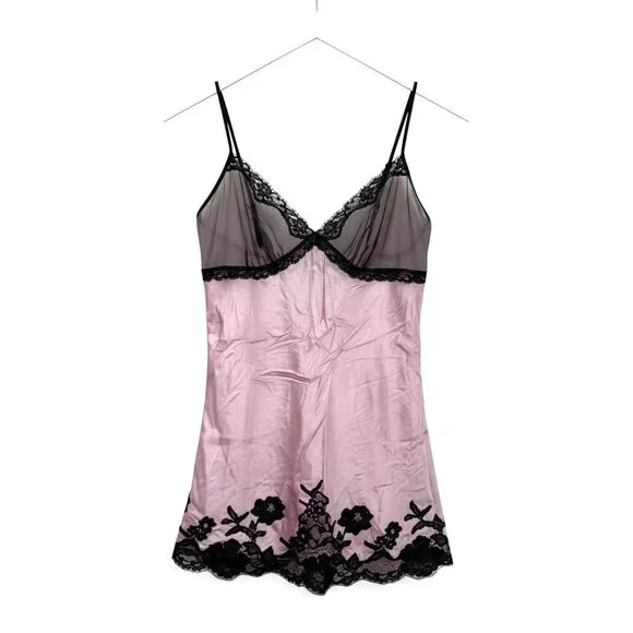 Vintage Victoria's Secret 100% Silk Pink Lace Slip Dress Size S Y2K - Picture 3 of 14